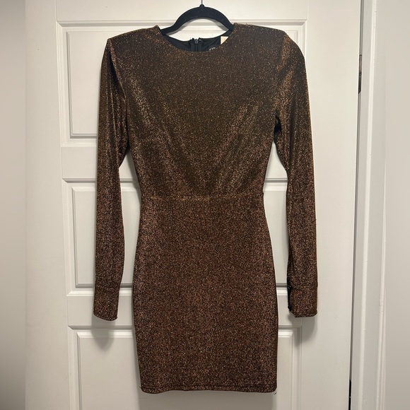Kittenish Bronze Sparkly Dress - Picture 2 of 9
